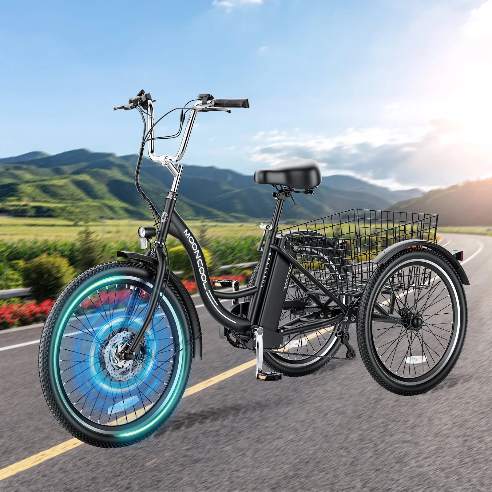 Lilypelle Adult Electric Tricycles,3 Wheel Electric Bike,15.5 Mph Electric Trikes for Seniors,7-Speed & 4 Adjustable Riding Modes Electric Tricycle With Removable Lithium Battery