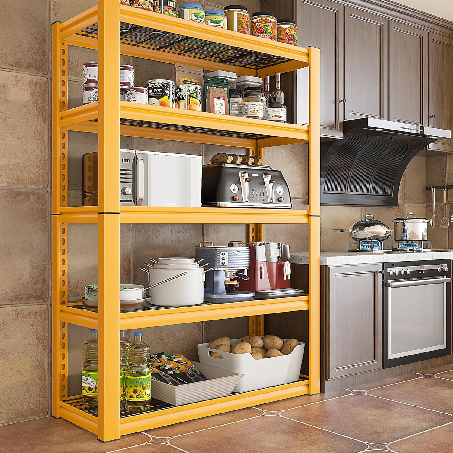 REIBII 72" H Garage Shelving Heavy Duty 2000LBS, Adjustable Storage Shelves Metal Shelving Units and storage 5-Tier Heavy Duty Shelving Pantry Industrial Shelves Storage Rack 35.8"W x 16.1"D x 72"H