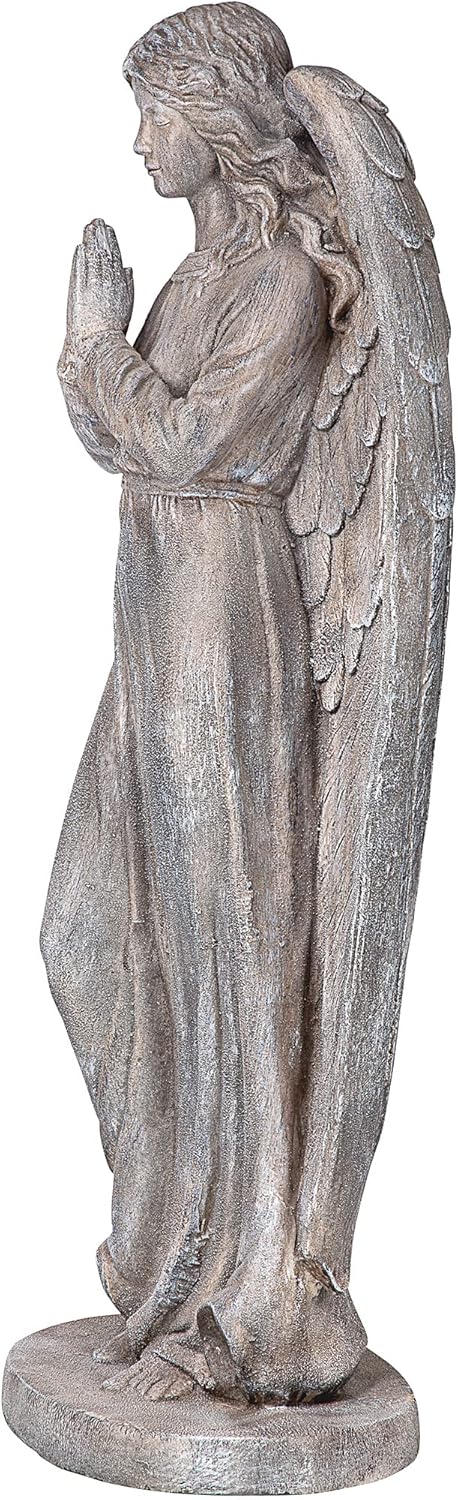 Design Toscano FU63854 Praying Angel of Mercy Outdoor Garden Statue, 18 inches wide, 46 inches tall, Handcast Polyresin, Gray Stone Finish