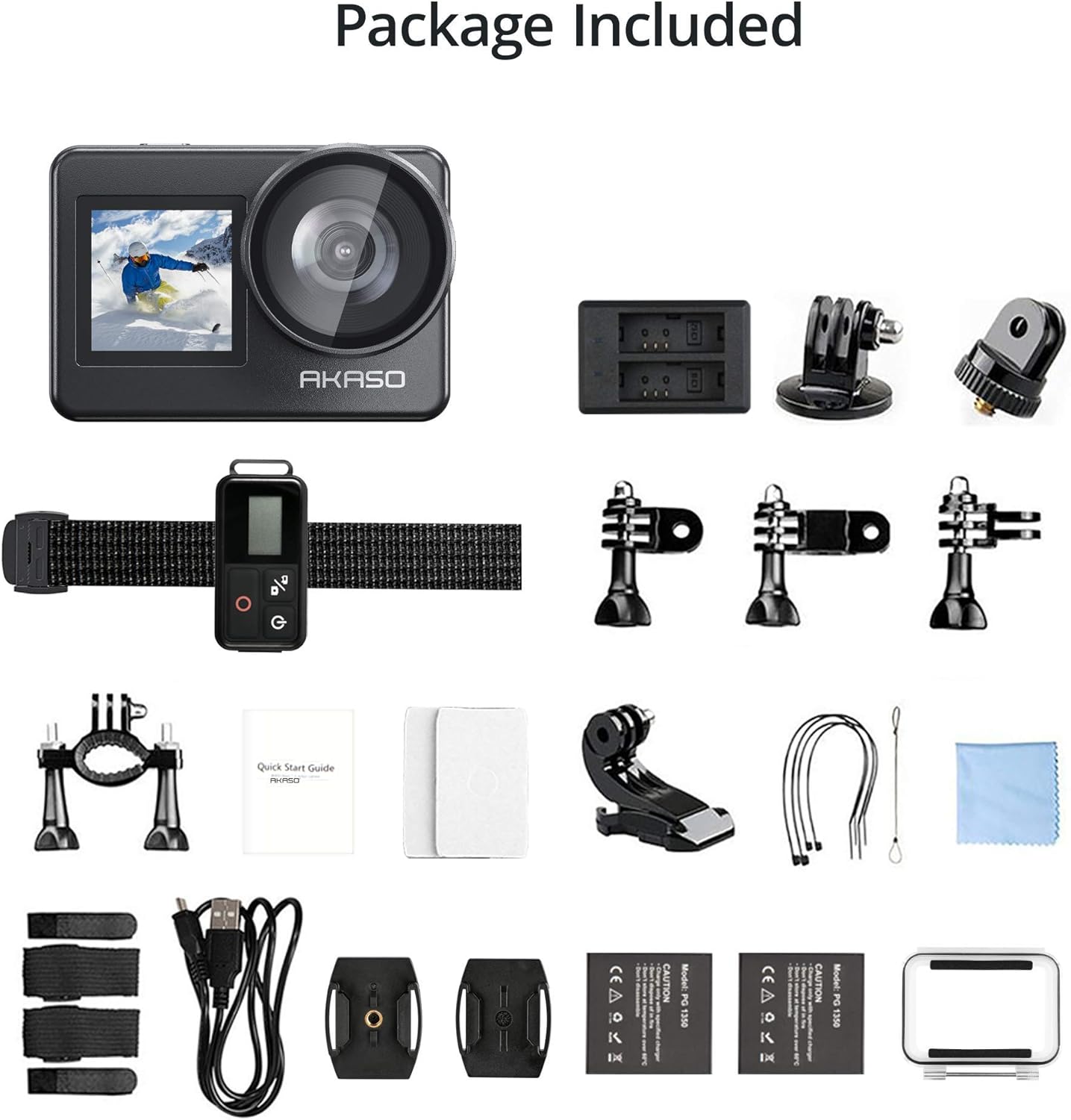 AKASO Brave 7 4K30FPS 20MP WiFi Action Camera with Touch Screen IPX8 33FT Waterproof Camera EIS 2.0 Zoom Support External Mic Voice Control with 2X 1350mAh Batteries Vlog Camera