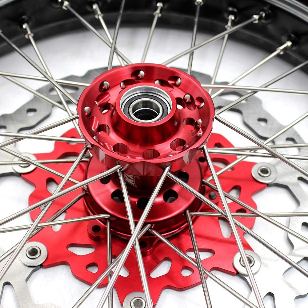 KKE 3.5" / 4.25 * 17 Rim Fit for CRF250R 2014 CRF450R 2013-2023 CRF450RL 2019-2023 Supermoto Wheels CST Tires Red Hub Discs