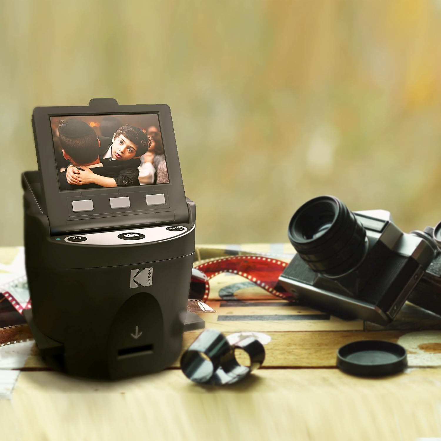 KODAK SCANZA Digital Film & Slide Scanner - Converts 35mm, 126, 110, Super 8 & 8mm Film Negatives & Slides to JPEG - Includes Large Tilt-Up 3.5 LCD, Easy-Load Film Inserts, Adapters & More