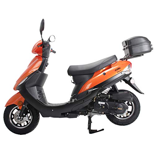 X-PRO 50cc Adult Moped Gas Moped Motorcycle 50cc with 10" Aluminum Wheels, Electric/Kick Start! (Orange, Factory Package)