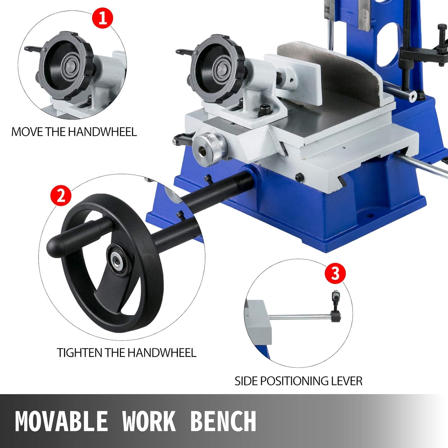 VEVOR Woodworking Mortise Machine, 1/2 HP 1700RPM Powermatic Mortiser, With Movable Work Bench Benchtop Mortising Machine, For Making Round Holes Square Holes Or Special Square Holes In Wood