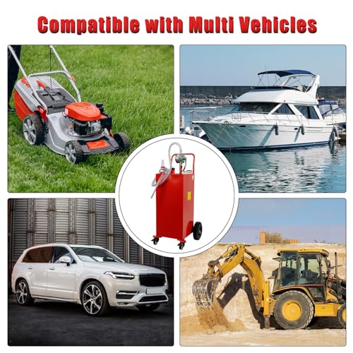 Gas Caddy 30 Gallon Fuel Storage Tank, Large Fuel Container Gas Can with Hand Siphon Pump, Portable Gasoline Water Fuel Transfer Tank for Boat Car Atv Mowers Motorcycle