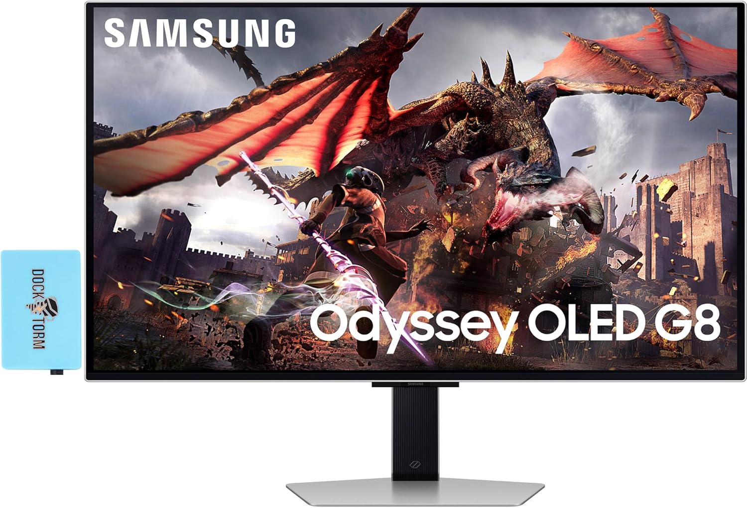SAMSUNG Odyssey OLED G8 G80SD Monitor LS32DG802SNXZA Bundle with Docztorm Dock, 32" UHD 4K (3840x2160) Display, VESA Mount (100x100mm), Ideal for Home & Business, Silver (2024 Latest Model)