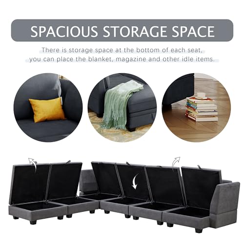 Elegant 2 Piece Large L-Shape Modular Sectional Sofa with Two Pillows,for Living Room Office Apartment Bedroom Salon (Beige#Chenille-)