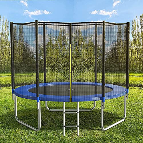 AOTOB 8FT 10FT 12FT 14 FT 15FT Trampoline with Safety Enclosure Net，Outdoor Trampoline with Basketball Hoop, Heavy Duty Jumping Mat and Spring Cover Padding for Kids and Adults, Storage Bag and Ladder