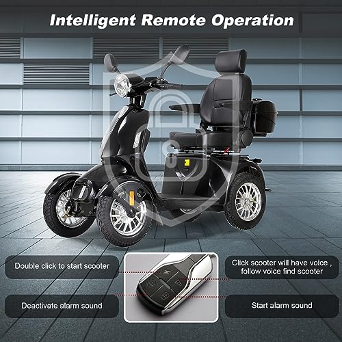 Mobility Scooters for Seniors & Adults Heavy Duty 4 Wheel Electric Powered Mobility Scooter 330lbs Capacity All Terrain Mobile Scooter Wheelchair Device for Travel w/Long Range Battery Remote Keys