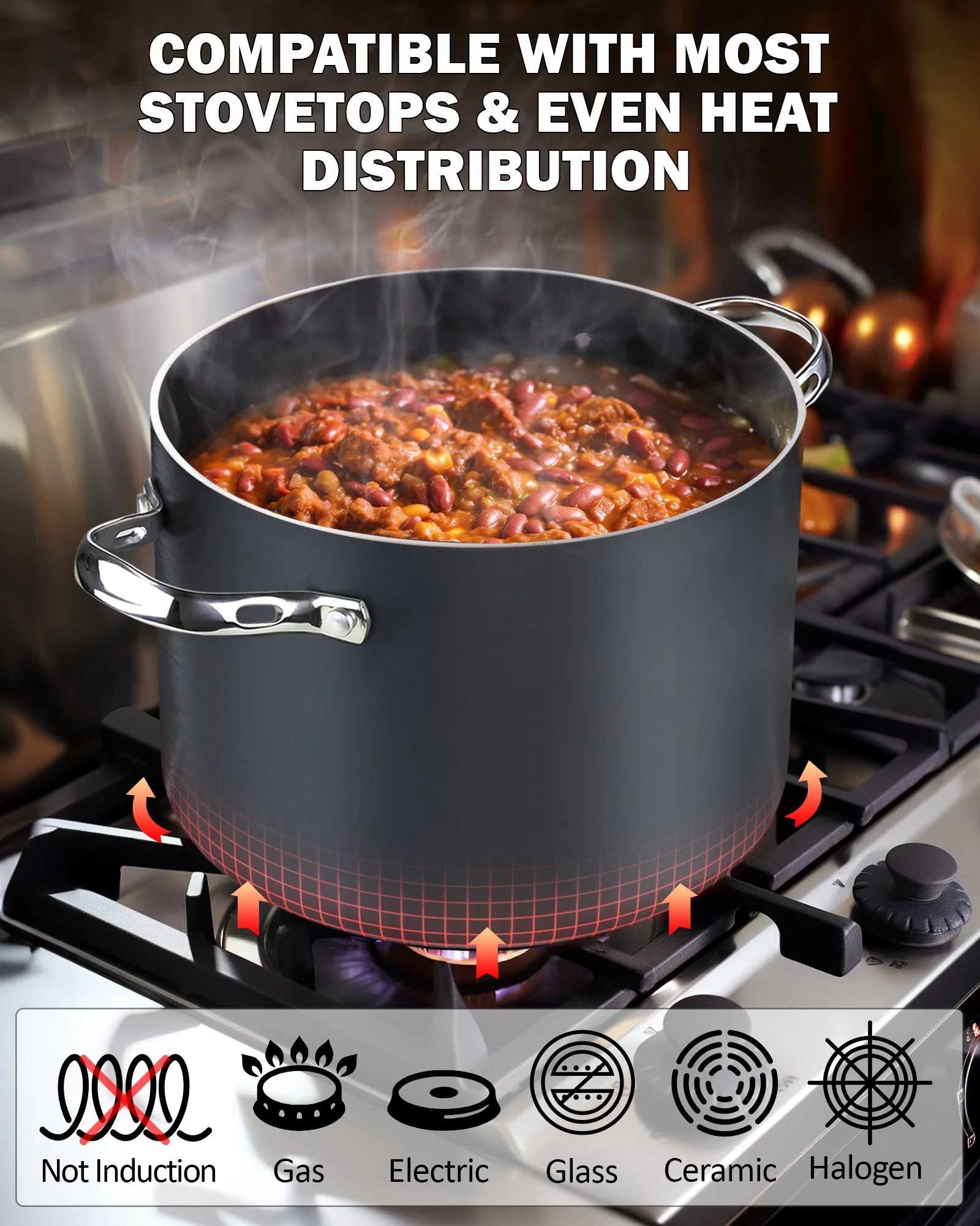 Cooks Standard 8-Piece Nonstick Hard Anodized Cookware Set, Pots and Pans Set Includes Saucepans, Stockpot, Frying Pans, Lids, Black