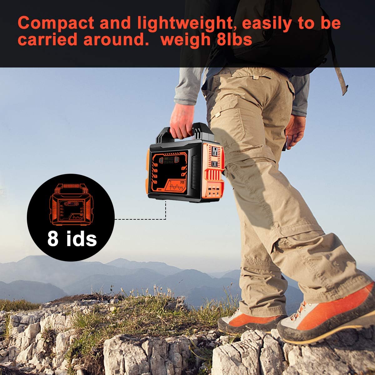 Powilling Portable Power Station, 300Wh Backup Lithium Battery, 110V/200W Pure Sine Wave AC Outlet, Solar Generator (Solar Panel Not Included) for Outdoors Camping Travel Hunting Emergency