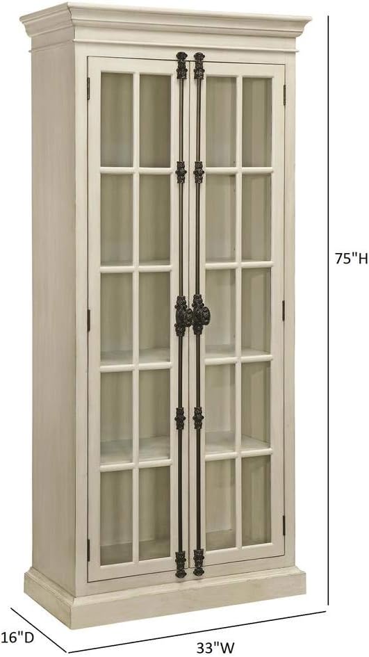 Coaster Home Furnishings 2-Door Curio Cabinet Antique, White and Clear