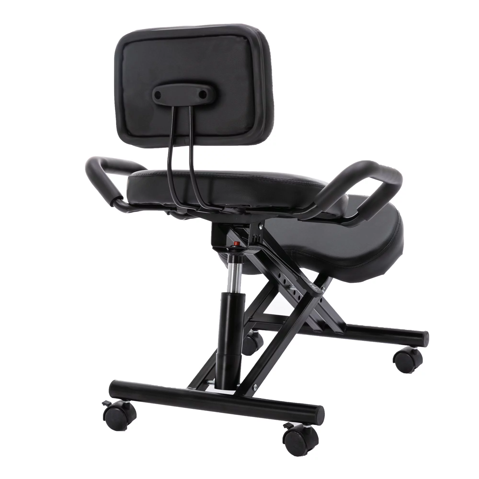 Black Leather seat Ergonomic Kneeling Chair with Arm and Adjustable Height