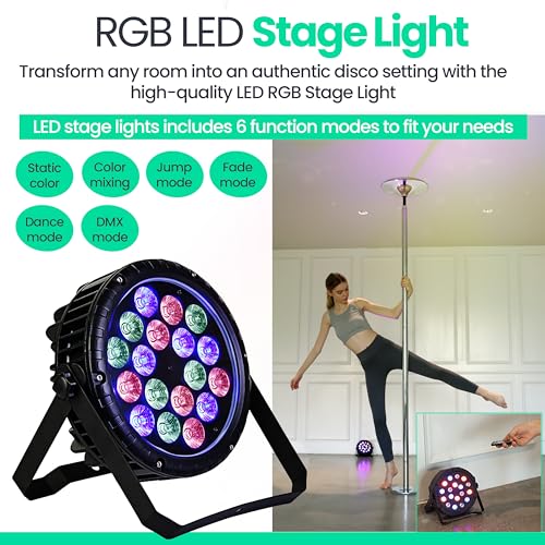 GOODTIMES Dance Pole - Professional Dancing Pole with LED Lights - Portable Heavy Duty Spinning & Static Dancing Pole for Dancing - Height Adjustable Dance Fitness Pole for Training & Exercise