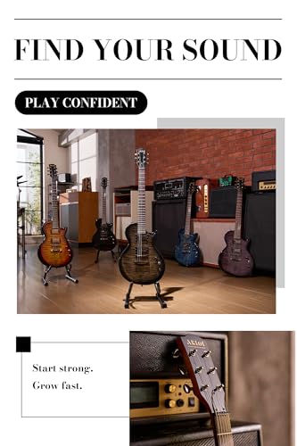 AKLOT Muti-Tone Electric Guitar with Coil-Split: Roasted Maple Neck, Flame Maple Graphic Top, Dual Humbuckers Pickups, Beginner Guitar Kit with Gig Bag, Lesson Book, Strap, Picks, Violet Venom