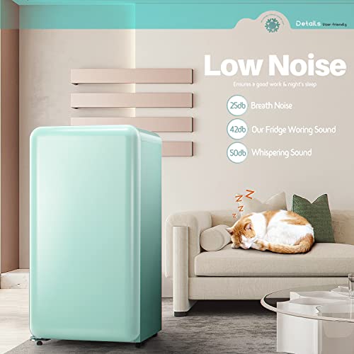 Kismile Retro Mini Fridge with Freezer,Small fridge with Adjustable Removable Glass Shelves, Mechanical Control, Compact Refrigerator for Office, Dorm, Bedroom