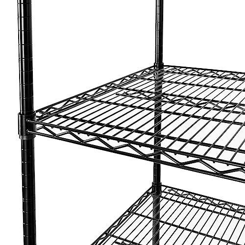 Seville Classics UltraDurable Heavy Duty NSF Solid Steel Wire Rack Storage Unit, Organizer for Garage, Warehouse, Office, Restaurant, Classroom, Kitchen, Black, 5-Tier Shelving, 36" W x 18" D