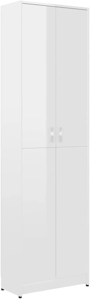 Hallway Wardrobe High Gloss White 55x25x189 cm Engineered Wood with Overall Dimensions: 55 x 25 x 189 cm (W x D x H)
