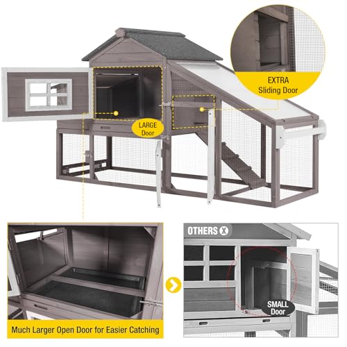 Aivituvin Chicken Coop Mobile Hen Coop, Large Poultry Cage with Wheels Outdoor Backyard Chicken House