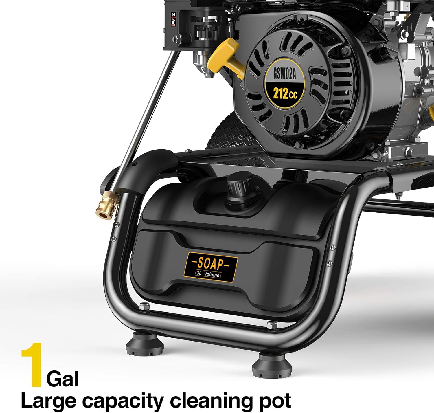 BLUBERY 3500PSI Gas Pressure Washer, 2.6GPM 212CC Power Washer, 50FT Hose&Soap Container, 5 Adjustable Nozzles, Cleaning for Driveway/Concrete/Vinyl Fencing, CARB&EPA CERT…