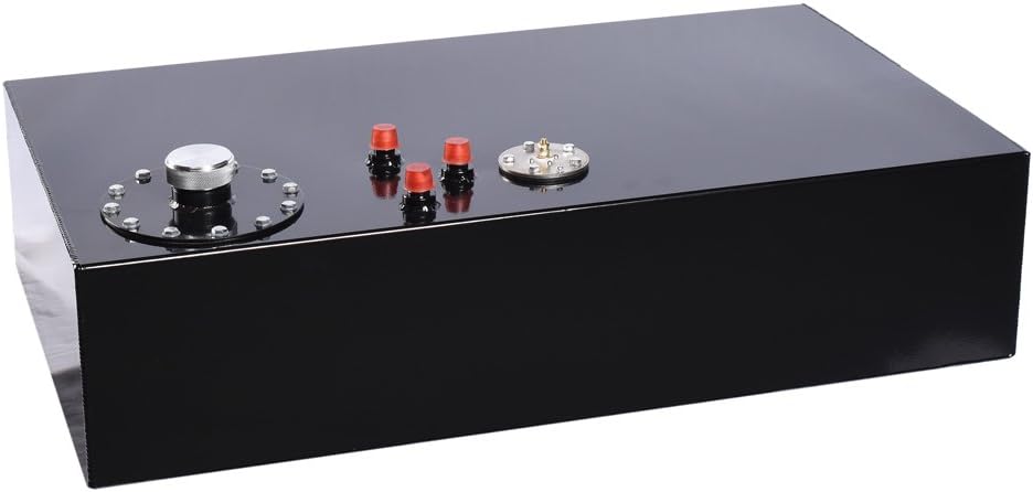 Autoforever 17 Gallon 65L Top Feed Fuel Cell Universal Aluminum Polished Racing Street Drifting Fuel Cell Gas Tank with Level Sensor and Quick Release Fuel Cap Black