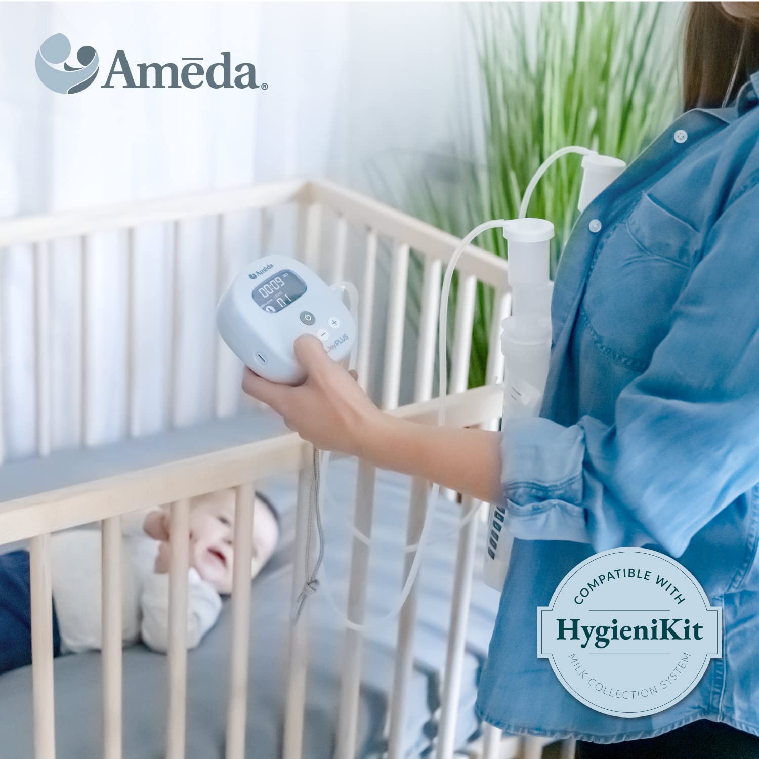 Ameda MYA Joy Plus Double Electric Rechargeable Breast Pump, Hospital Performance Breast Pump, Portable Breastpump, Quiet Breast Pump, White Pump & Accessories