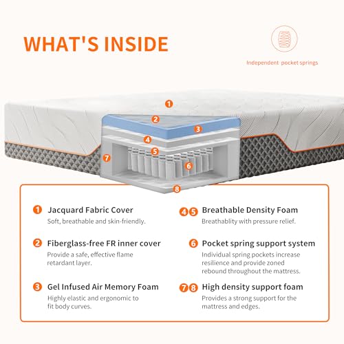 Split King Adjustable Bed Frame with Mattress - 14” Luxury Hybrid Mattress, Smart APP Contorl, Massage, Zero Gravity, Anti-Snore, 5 Minutes Installation, Head and Foot Incline, Medium Soft, Split King