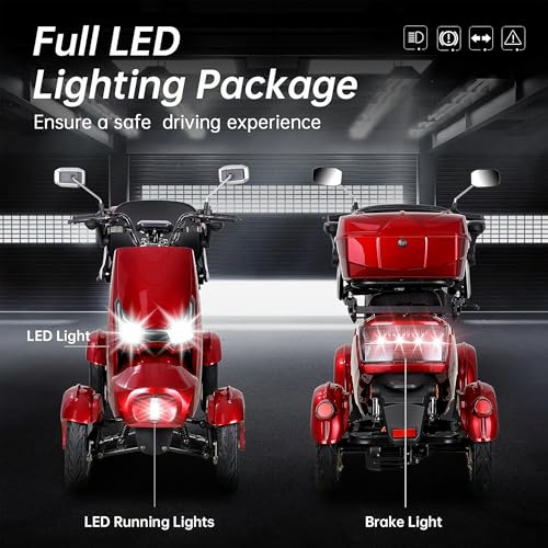 1000W 15 MPH Heavy Duty 4 Wheel Mobility Scooter 500lbs Loadweight, 3 Speed Control Mobility Scooters with 31 Mile Long Range Battery for Seniors & Adults Travel, 20° Max Climbing, Remote Key, Silver
