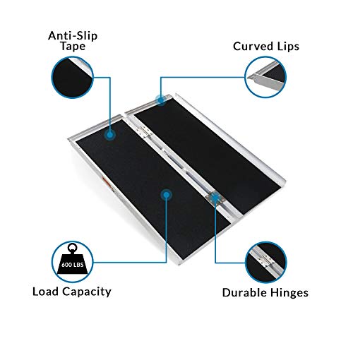 6' (72" X 31") Extra Wide Non-Skid Aluminum Wheelchair Scooter Loading Ramp 6FT, Lightweight Folding Portable Traction Ramp