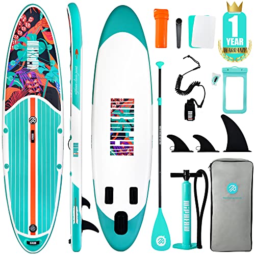 Inflatable Stand Up Paddle Board with SUP Accessories, Anti-Slip EVA Deck, 10’6’’ Inflatable Paddle Boards for Adults & Youth of All Skill Levels