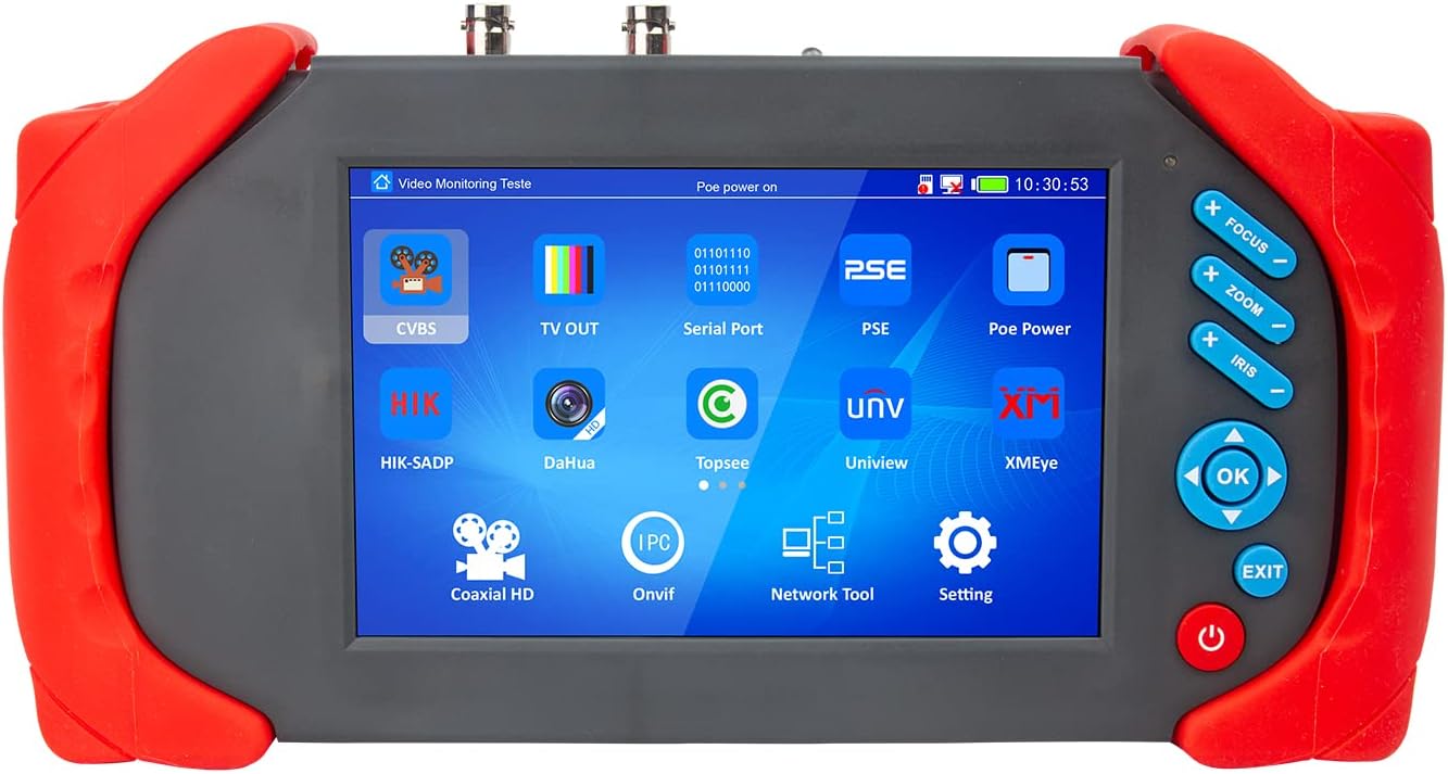 NOYAFA CCTV Monitor Camera Tester,7 Inch IPS Touch Screen ，CVI TVI AHD CVBS Analog Camera ，Support PTZ Control/DC12V Power Output, Cable Tester with POE/Rapid/IP Discovery/Built in Wi-Fi