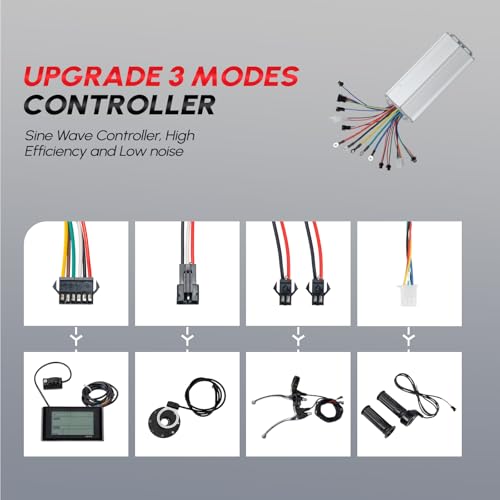 PEXMOR Electric Bike Conversion Kit, 48V 1000W /1500W 26" Front/Rear Wheel E-Bike Hub Motor Kit, Upgrade 3 Mode Controller w/PAS/LCD Display/Twist Throttle Ebike Bicycle Wheel Kit