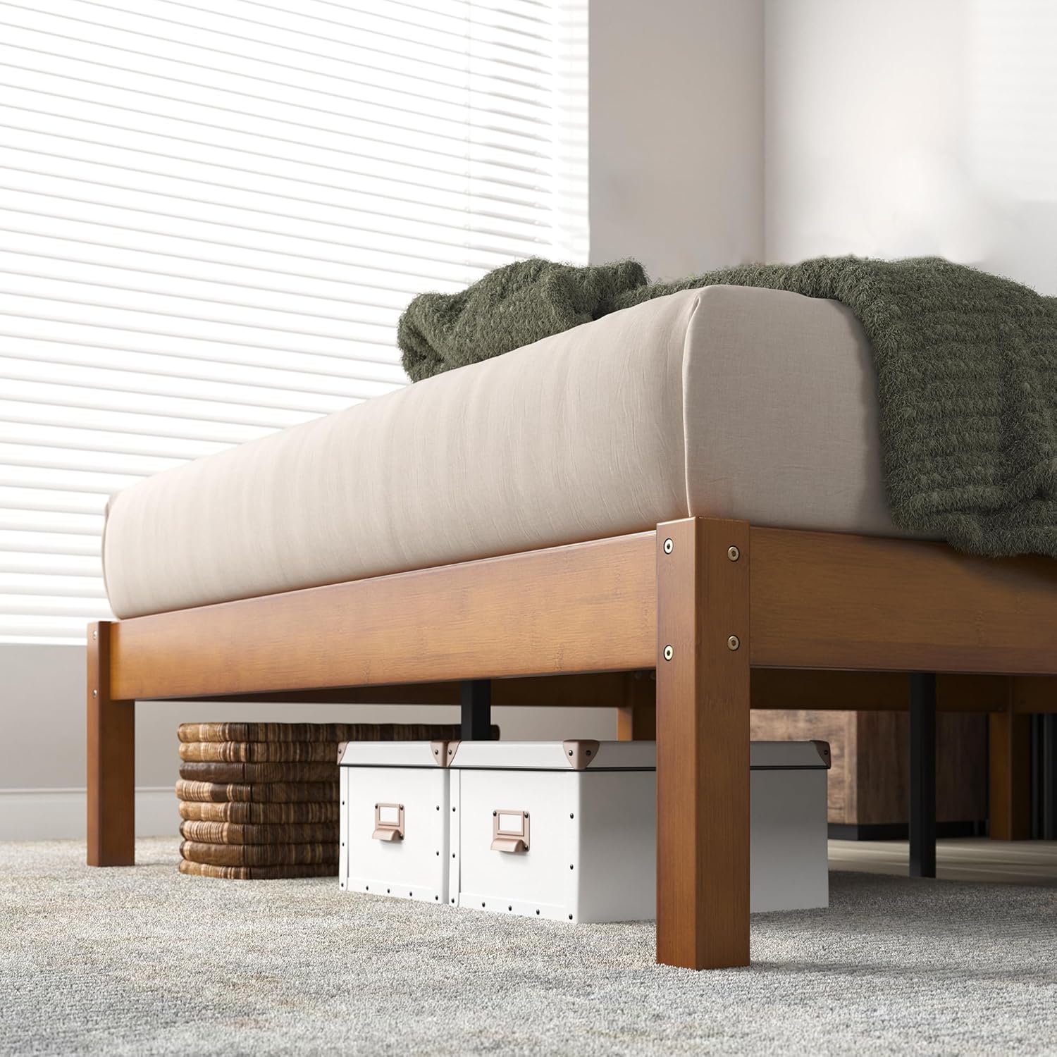 Zinus Ellie 14 Inch Bamboo Platform Bed Frame, Wood Slat Support, No Box Spring Needed, Easy Assembly, Full