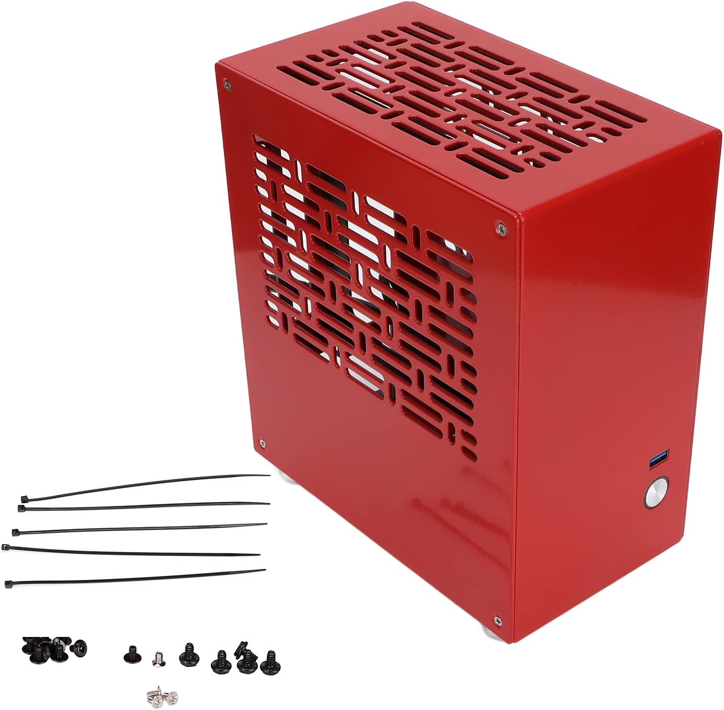 Yoidesu Computer Case, HTPC ITX Computer Gaming PC Case Mini Aluminum Computer Chassis Mini Tower Gaming Case for Game Office