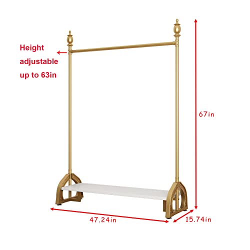 Gold Clothing Rack, Boutique Clothes Rack with Shelf for Display, Heavy Duty Garment Rack for Retail Use (47.24L)