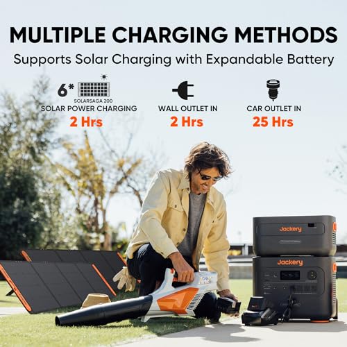 Jackery Solar Generator 2000 Plus 200W, 2042Wh LiFePO4 Battery 3000W Output, Portable Power Station with 1X200W Solar Panel, Fast Charging in 2H, Expandable for Outdoor RV Camping and Home Emergency