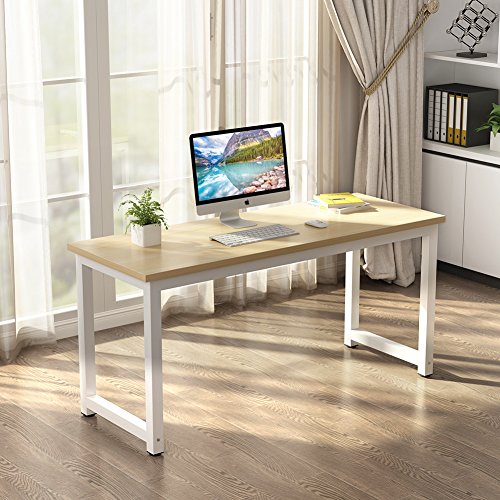 Tribesigns Modern Computer Desk, 63 x 31.5 inch Large Executive Office Desk Computer Table Study Writing Desk Workstation for Home Office, Spliced Desktop, White