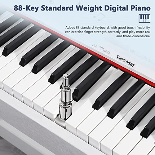 ZHRUNS Digital Piano 88 Key Weighted Keyboard,Full Size Semi Weighted Electronic Keyboard Piano,Electric Piano Keyboard with Sustain Pedal, Portable Piano Keyboard for Beginners Adults,White