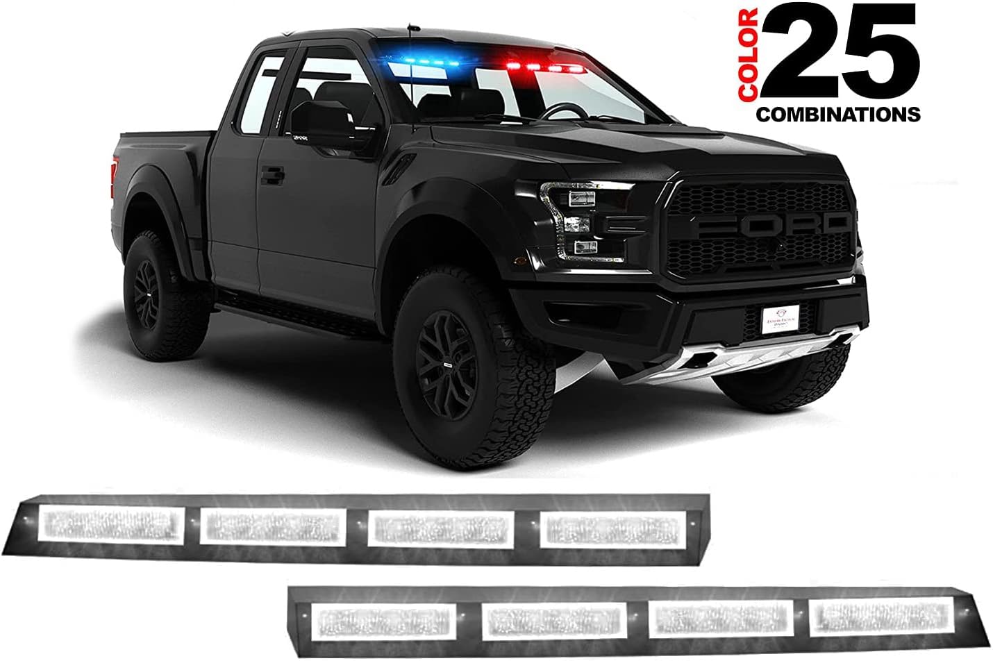 Extreme Tactical Dynamics Elemental 40 Visor Light LED Strobe Visor Light Interior Windshield Light Bar Split Mount Emergency Lights - Blue/White