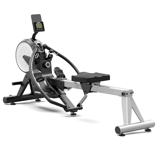 pooboo Rowing Machines for Home, Dual Wind & Magnetic Resistance, Foldable Row Machine 400 LB Weight Capacity, 14 Levels Resistance Quiet Rowers for at Home Exercise, App Supported