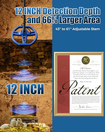 Metal Detector for Adults (German Patent 2024) - Professional Gold and Silver Detector with LCD Display, High Accuracy Waterproof Pinpoint 5 Modes, 10" Coil Lightweight Metales Detectors