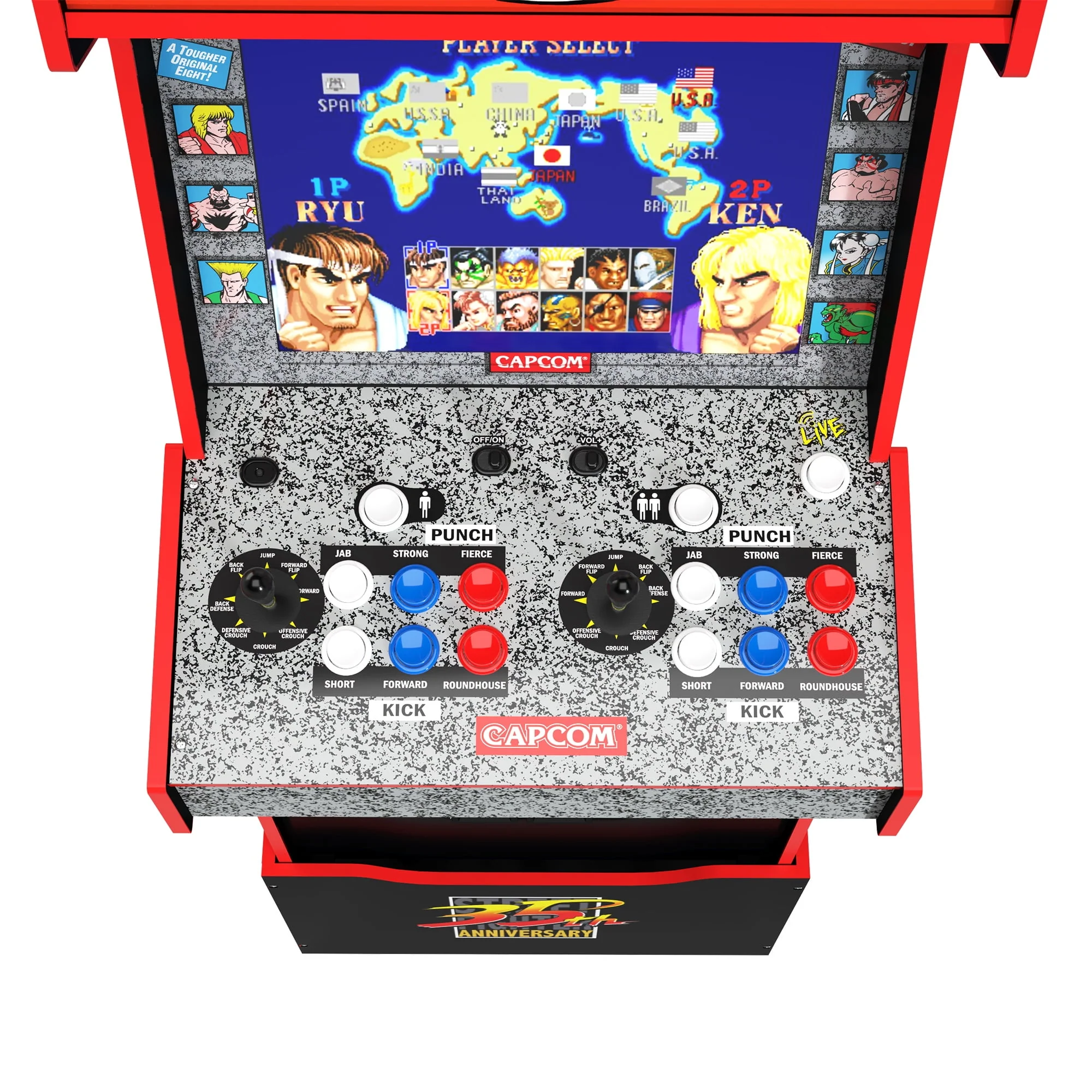 Arcade1UP - 14 Games in 1, Street Fighter II Turbo: Hyper Fighting, Legacy Video Game Arcade with Riser and Wi-Fi Live