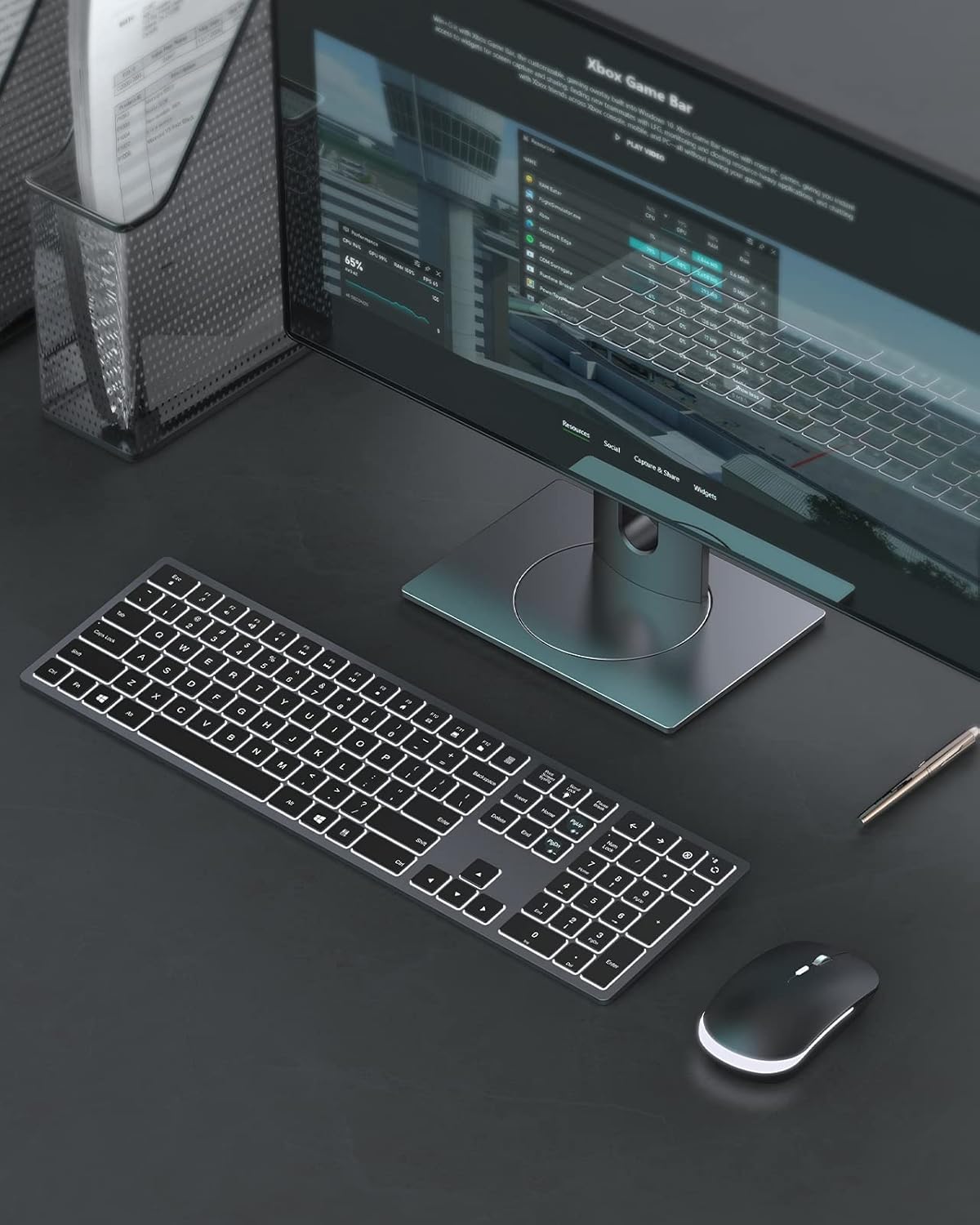 seenda Wireless Backlit Keyboard and Mouse Combo, 2.4G USB Silent Keyboard and Mouse Rechargeable Full-Size Ultra Slim Keyboard & Mouse Set for Windows PC Computer, Laptop, Desktop Pack of 2