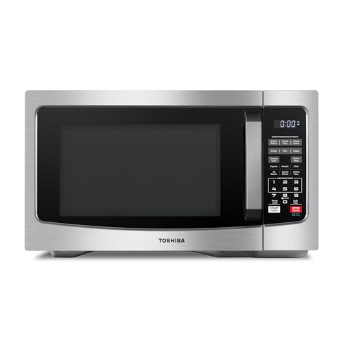 TOSHIBA EM131A5C-BS Countertop Microwave Ovens 1.2 Cu Ft, 12.4" Removable Turntable Smart Humidity Sensor 12 Auto Menus Mute Function ECO Mode Easy Clean Interior Black Color 1000W