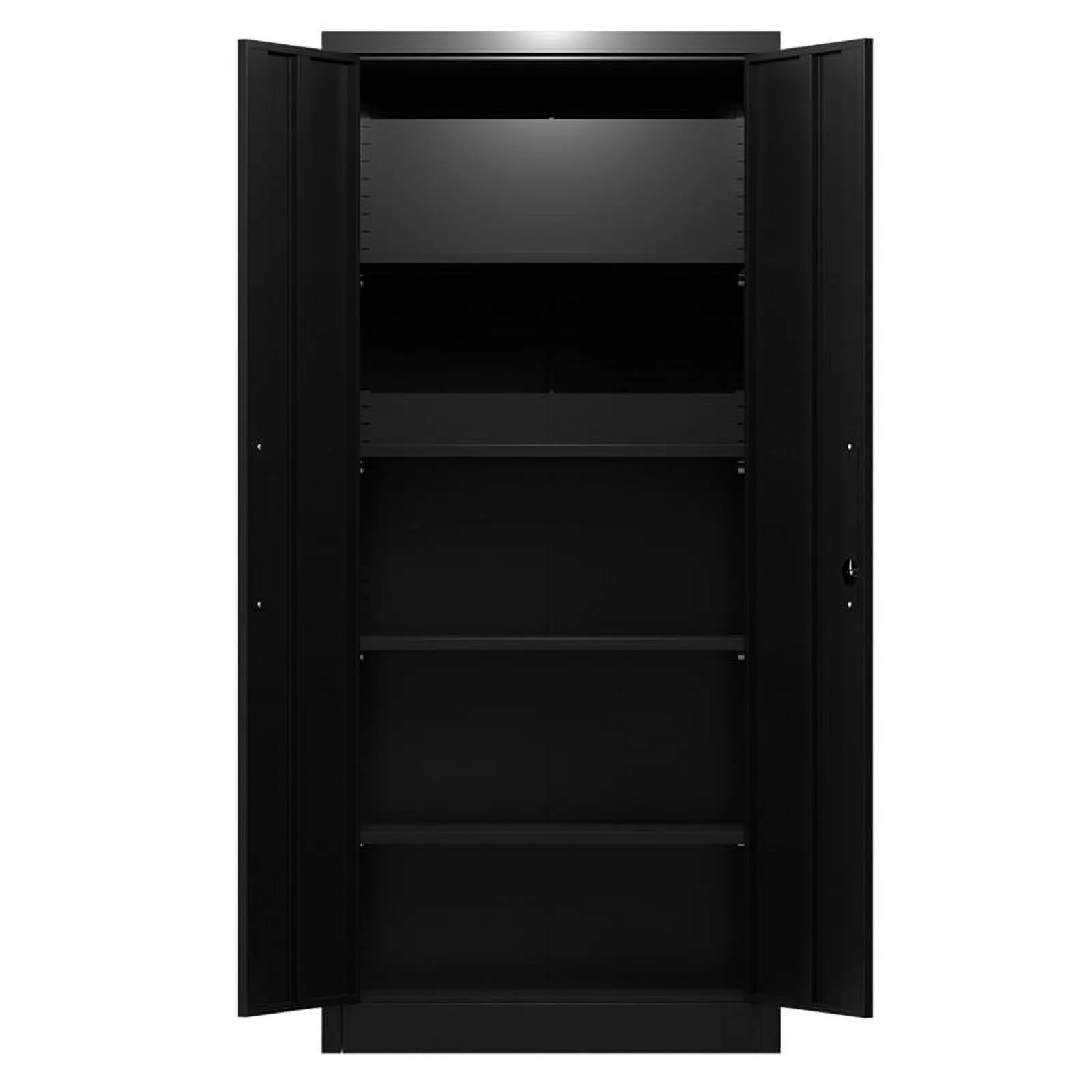Pemberly Row Metal Garage Storage Cabinet w/ Doors & Lock Steel Locking in Black