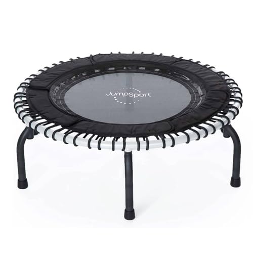 JumpSport 250 in-Home Cardio Fitness Rebounder, 39-inch | Mini Trampoline with Arched-Legged & Videos Included | Safe, Sturdy and Low-Impact | DVD and Free 60-Day Streaming