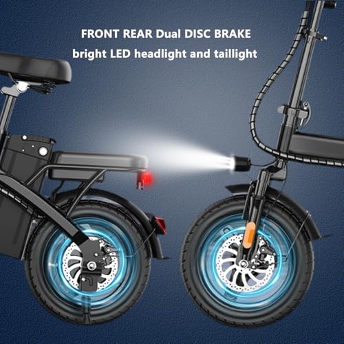 Electric Bike for Adults Peak 500W, 23MPH Max Speed Folding Electric Bicycles, 14" Mini Ebike Pedal Assist, 30° Uphill Shock Absorbers E-Bike, 48V12AH Removable Battery, Top 38 Miles PAS Range