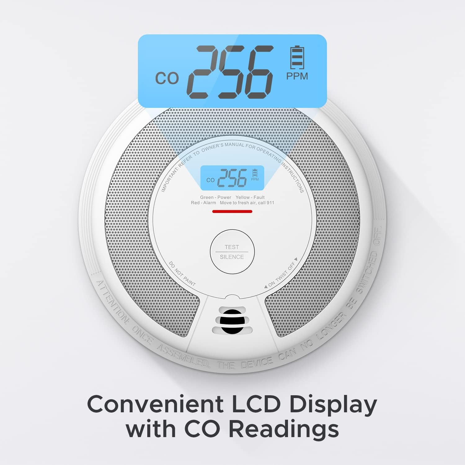 X-Sense 10-Year Battery Combination Smoke Carbon Monoxide Alarm Detector with Large LCD Display