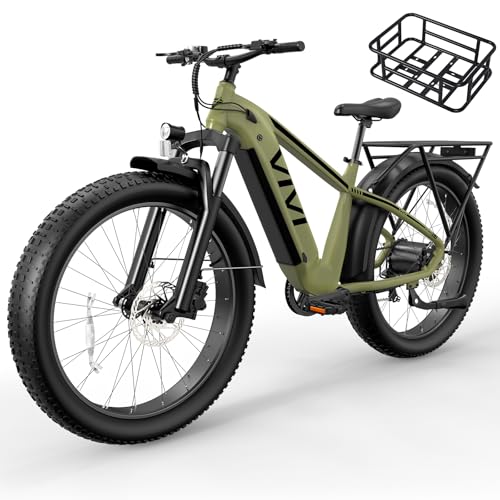 Vivi ACE01 Electric Bike for Adults, 26" x 4.0 Fat Tire Ebike, 1475W Peak Motor Torque Sensor Electric Mountain Bike, 25MPH Electric Bicycle with 48V 15AH Battery, Hydraulic Brake, UL 2849 Certified