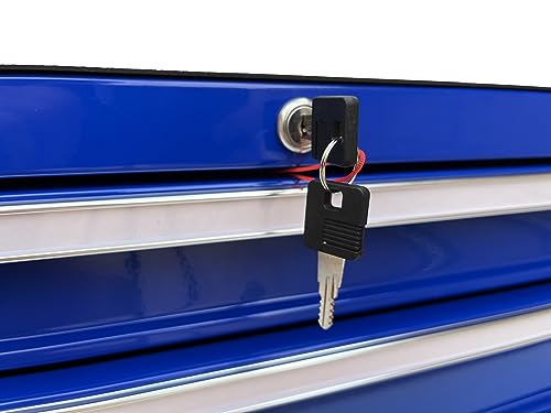 Industrial 2 Drawers Portable Metal Intermediate Box, 26" Middle Tool Chest Cabinet with Ball Bearing Drawer Slides, Steel Tool Storage Box Organizer 4008 Blue